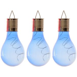 3x Buitenlampen/tuinlampen lampbolletjes/peertjes 14 cm blauw   -