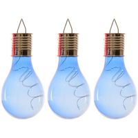 3x Buitenlampen/tuinlampen lampbolletjes/peertjes 14 cm blauw   - - thumbnail