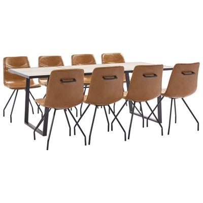 vidaXL 9-delige Eethoek kunstleer cognackleurig