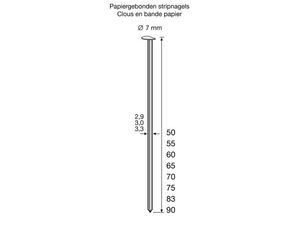 Dutack Clipped head nail 3.3mm 34° ring Stripnagel - Glad - Papiergebonden - Gegalvaniseerd - 75mm - 3000 stuks - 5150024