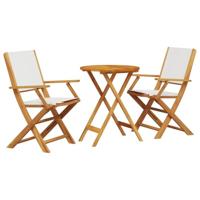 vidaXL 3-delige Bistroset stof en massief hout crèmewit, loungeset, loungeset tuin, loungeset buiten, tuinset, terrasset, tuinset lounge