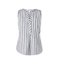 Q/S designed by gestreepte top wit/grijs