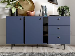 Dressoir COLORUS 2 deuren 3 lades blauw