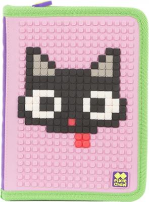 Pixie crew etui met siliconen zijkant en pixels 19 cm roze/paars Pixie crew etui met siliconen zijkant en pixels 19 cm roze/paars