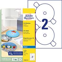 AVERY Zweckform C9660-25 CD-etiketten Supersize glanzend, 50 stuks 50 Etiketten, 117 mm wit