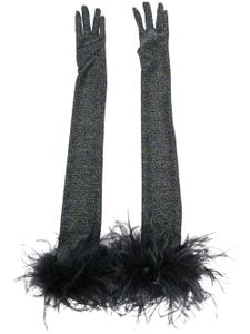 STYLAND gants à détails de plumes - Noir