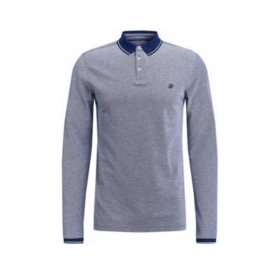 WE Fashion slim fit polo met contrastbies blauw WE Fashion slim fit polo met contrastbies blauw