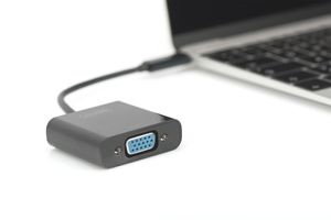 Digitus DA-70853 USB / VGA Adapter [1x USB-C stekker - 1x VGA-bus] Zwart 15.00 cm