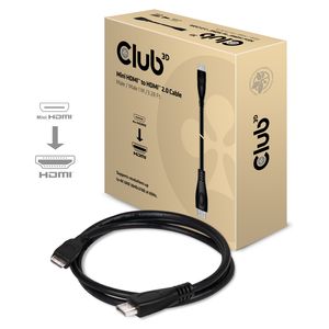 club3D CAC-1350 HDMI-kabel HDMI Aansluitkabel HDMI-mini-C-stekker, HDMI-A-stekker 1.00 m Zwart 4K UHD