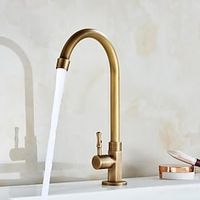 keukenkraan, retro-stijl enkele handgreep gouden gegalvaniseerde standaard uitloop messing keukenkraan bevat alleen koud water Lightinthebox