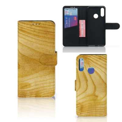 Motorola Moto E6 Plus Book Style Case Licht Hout