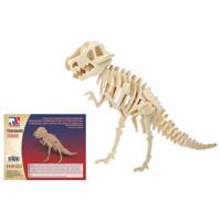 Houten dieren 3D puzzel T-rex dinosaurus - Speelgoed bouwpakket - 38,2 x 9 x 28,5 cm - thumbnail