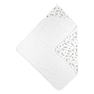 Meyco badcape 90x90 cm Floral GOTS wit/grijs/beige
