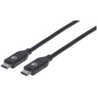 Manhattan USB-kabel USB 2.0 USB-C stekker, USB-C stekker 2.00 m Zwart 355247 - thumbnail