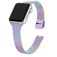 By Qubix - Milanese slim fit bandje - Multicolor - Compatible met Apple Watch 38mm / 40mm / 41mm / 42mm - Compatible Apple watch bandjes