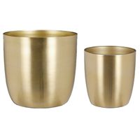 Plantenpot/bloempotten set - 4x stuks - metaal - goud - D16 en D22 cm