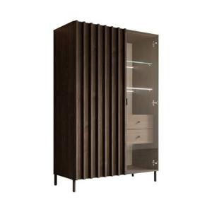 Meubella Dressoir Paz - Donker eiken - 92 cm - Met glas