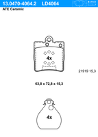 Remblokkenset, schijfrem ATE Ceramic ATE, u.a. für Mercedes-Benz, Chrysler - thumbnail