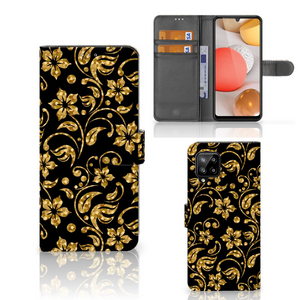 Samsung Galaxy A42 5G Hoesje Gouden Bloemen