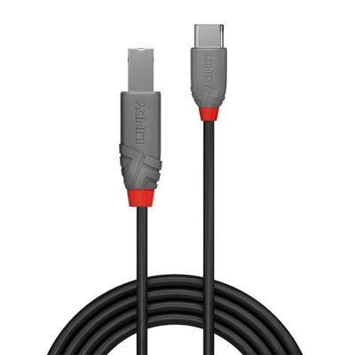 LINDY USB-kabel USB 2.0 USB-C stekker, USB-B stekker 2.00 m Zwart 36942