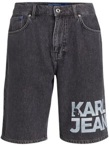 Karl Lagerfeld Jeans short en jean à logo imprimé - Noir