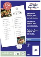 Avery Zweckform Art. 2681 Business inkjetpapier (50 vellen, 200 g/m², A4, mat printerpapier, aan beide zijden gecoat & bedrukbaar, direct droog & veegvast, flyerpapier voor inkjetprinters) wit