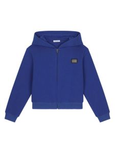 Dolce & Gabbana Kids hoodie zippé à plaque logo - Bleu