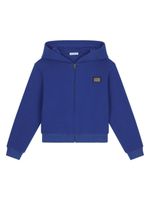 Dolce & Gabbana Kids hoodie zippé à plaque logo - Bleu