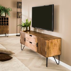 TV-meubel Twiggy Mangohout, 135cm - Massief mango zandkleur