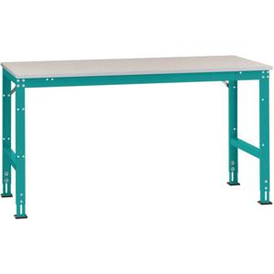 Manuflex AU6121.5021 Werk aanschuiftafel universele standaard met melamine schijf, bxdxh = 2000 x 1000 x 760-870 mm Waterblauw