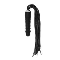 Black Whip with Realistic Silicone Dildo - Black