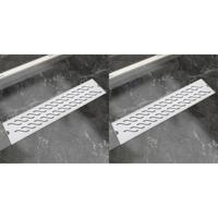 vidaXL Doucheafvoer 2 st rechthoekig golvend 530x140 mm roestvrij staal