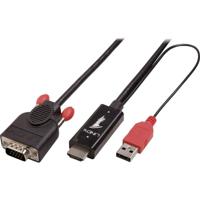 LINDY 41455 HDMI-kabel HDMI / VGA Adapterkabel HDMI-A-stekker, VGA-stekker 15-polig 1.00 m Zwart - thumbnail