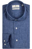 Thomas Maine Tailored Fit Linnen Overhemd donkerblauw, Effen