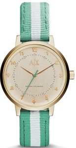 Horlogeband Armani Exchange AX5365 Leder/Textiel Lichtgroen 16mm