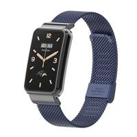 By Qubix - Milanese bandje met case - Donkerblauw - Xiaomi Smart band 7 Pro