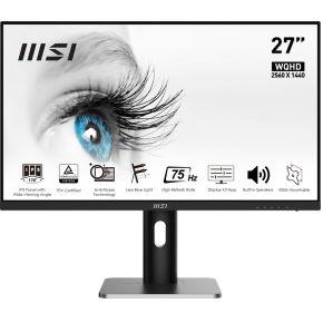 MSI Pro MP273QPDE computer monitor 68,6 cm (27 ) 2560 x 1440 Pixels Wide Quad HD LED Zwart, Zilver