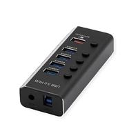 ROLINE USB 3.2 Gen 1 Notebook Hub 4 poorten + 1x oplaadpoort (QC), afzonderlijk schakelbaar