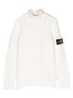 Stone Island Junior pull à col roulé à patch logo - Blanc