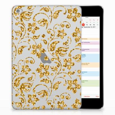 Apple iPad Mini 4 | Mini 5 (2019) Siliconen Hoesje Gouden Bloemen Apple iPad Mini 4 | Mini 5 (2019) Siliconen Hoesje Gouden Bloemen