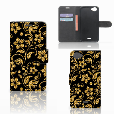 Wiko Rainbow Jam Hoesje Gouden Bloemen Wiko Rainbow Jam Hoesje Gouden Bloemen