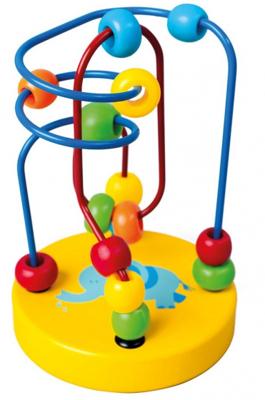 Bino kralendoolhof Labyrint junior 12,5 cm hout geel/blauw Bino kralendoolhof Labyrint junior 12,5 cm hout geel/blauw