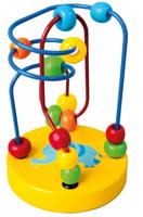 Bino kralendoolhof Labyrint junior 12,5 cm hout geel/blauw