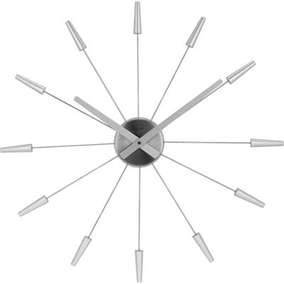 Wandklok NeXtime dia. 58 cm, metaal, zilver, 'Plug inn' Wandklok NeXtime dia. 58 cm, metaal, zilver, 'Plug inn'