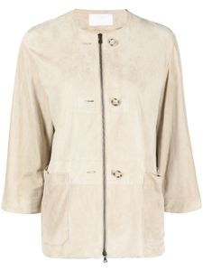 Prada Pre-Owned veste en cuir à design sans col (2010) - Tons neutres