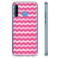 Huawei P30 Lite Doorzichtige Silicone Hoesje Waves Pink - thumbnail