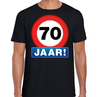 Stopbord 70 jaar verjaardag t-shirt zwart voor heren Stopbord 70 jaar verjaardag t-shirt zwart voor heren