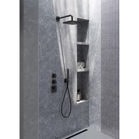 Hotbath Gal IBS40 regendoucheset inbouw - 2 functies - 35cm wandarm - 22cm vierkante hoofddouche - Gunmetal geborsteld PVD IBS40BGP - thumbnail