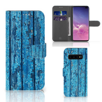 Samsung Galaxy S10 Plus Book Style Case Wood Blue