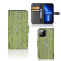 iPhone 13 Pro Max Book Style Case Green Wood - thumbnail